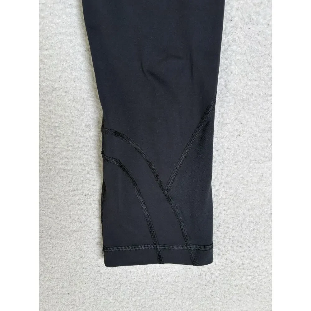 Lululemon Run Inspire Crop II Leggings Womens 6 Black Colorblock Waistband